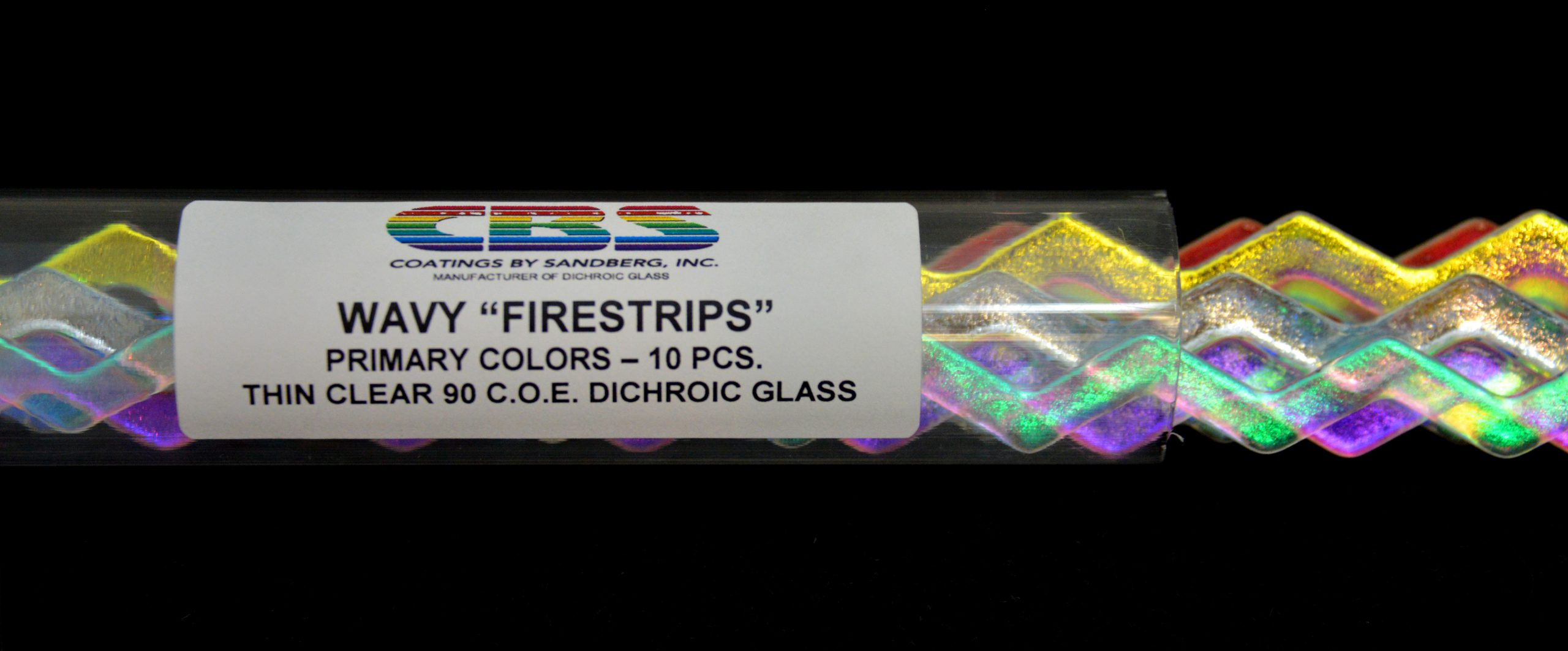 CBS 96 COE Primary Colors Dichroic Wavy Firestrips 6mm