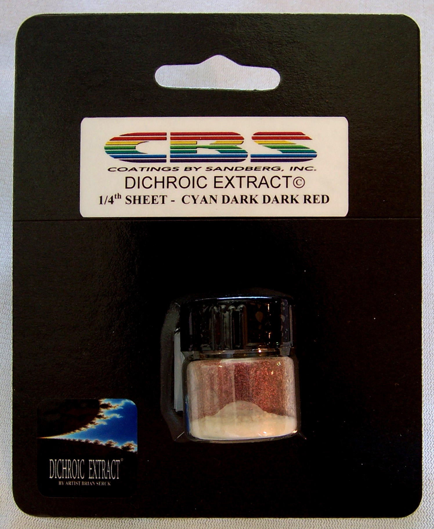 Dichroic Glass:CBS 90 COE Cyan/Dark-Dark Red on Moss Textured Black 3"Sq 
