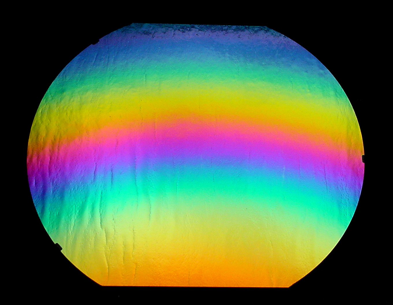 Dichroic Glass:CBS 90COE Cyan/Red Aurora Borealis on Herringbone R Clear 3" Sq